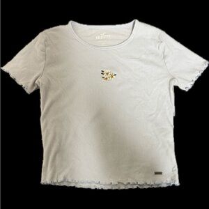 Hollister Light Blue Baby Tee with Daisy Embroidery